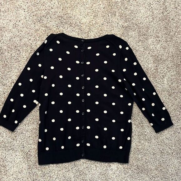 Joan Vass Classic Polka Dot Crewneck Button Back Sweater Size 1X - Picture 3 of 6